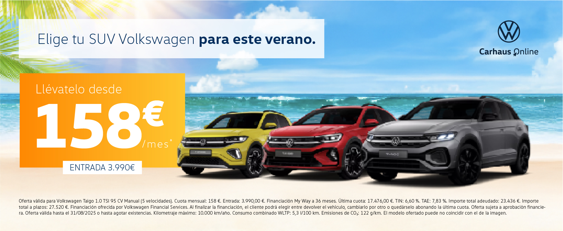 A la Gama Suv se le derriten los precios, ¡por 158€/mes* tienes un Volkswagen nuevo!